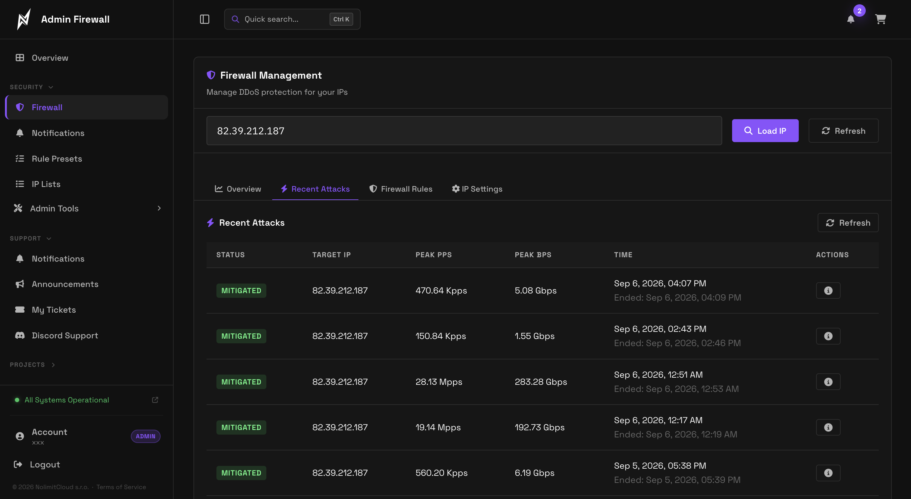 Live Attack Telemetry & Scrubbing