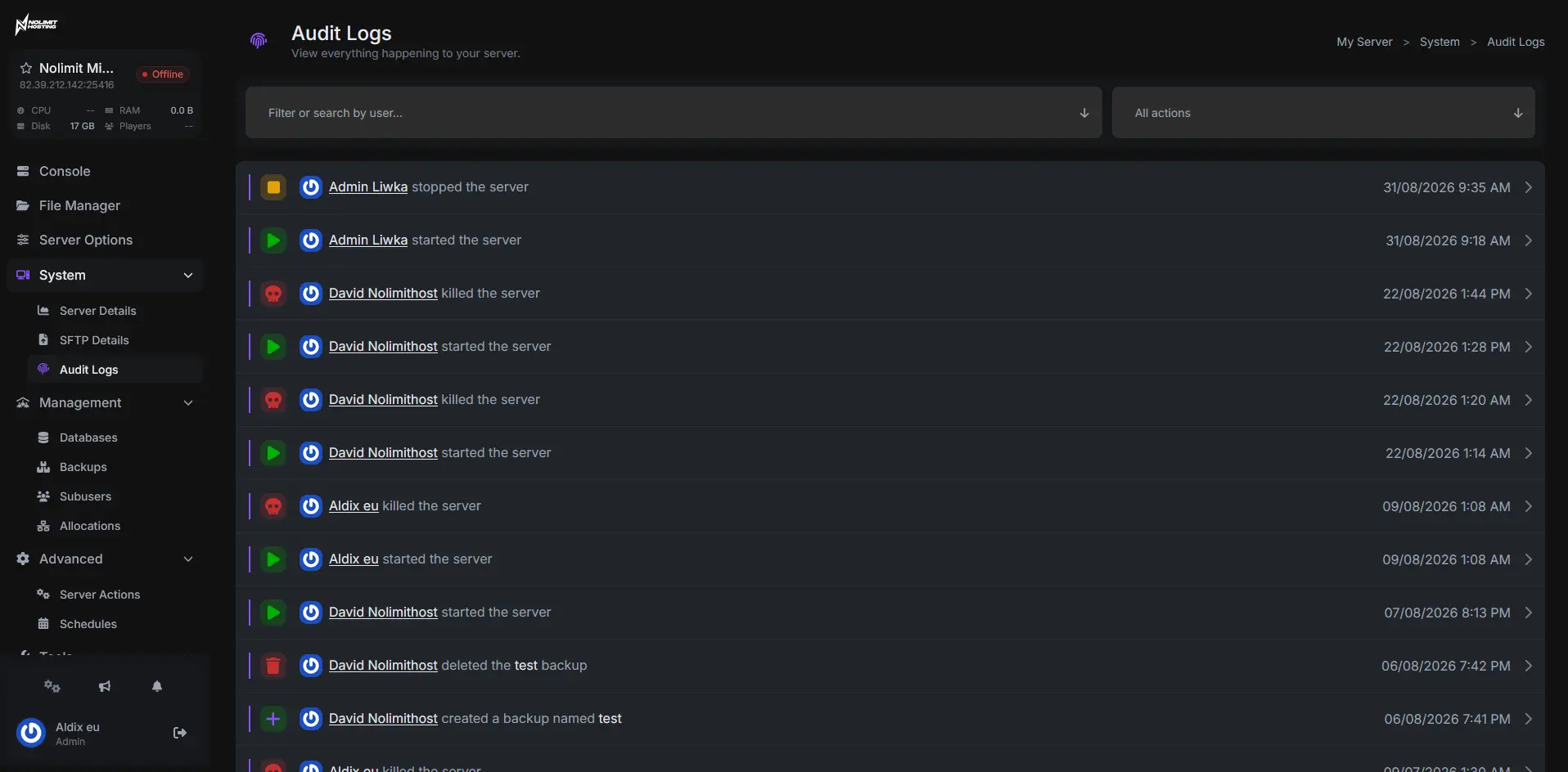 Security & Activity Audit Logs